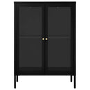 skænk 75x35x105 cm stål og glas sort