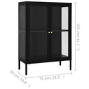 skænk 75x35x105 cm stål og glas sort