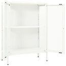 skænk 75x35x105 cm stål og glas hvid