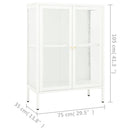 skænk 75x35x105 cm stål og glas hvid