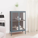 skænk 75x35x105 cm stål og glas antracitgrå