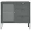 skænk 75x35x70 cm stål og hærdet glas antracitgrå