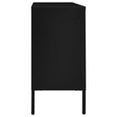 skænk 105x35x70 cm stål og glas sort