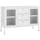 skænk 105x35x70 cm stål og glas hvid