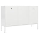 skænk 105x35x70 cm stål og glas hvid