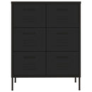 kommode 80x35x101,5 cm stål sort