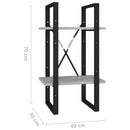 bogreol med 2 hylder 40x30x70 cm konstrueret træ betongrå