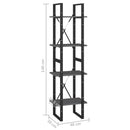 bogreol 40x30x140 cm 4 hylder massivt fyrretræ grå
