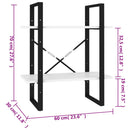 bogreol med 2 hylder 60x30x70 cm konstrueret træ hvid