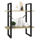 bogreol med 2 hylder 60x30x70 cm konstrueret træ sonoma-eg