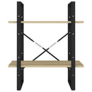 bogreol med 2 hylder 60x30x70 cm konstrueret træ sonoma-eg
