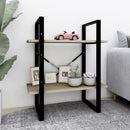 bogreol med 2 hylder 60x30x70 cm konstrueret træ sonoma-eg