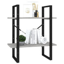 bogreol med 2 hylder 60x30x70 cm konstrueret træ betongrå