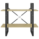 bogreol med 2 hylder 80x30x70 cm konstrueret træ sonoma-eg