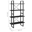 bogreol med 4 hylder 80x30x140 cm konstrueret træ sort