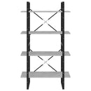 bogreol med 4 hylder 80x30x140 cm konstrueret træ betongrå
