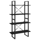 bogreol med 4 hylder 80x30x140 cm massivt fyrretræ sort