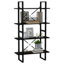 bogreol med 4 hylder 80x30x140 cm massivt fyrretræ sort
