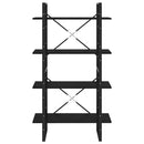 bogreol med 4 hylder 80x30x140 cm massivt fyrretræ sort
