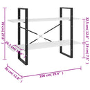 bogreol med 2 hylder 100x30x70 cm konstrueret træ hvid