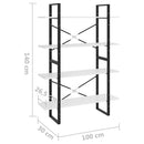 bogreol med 4 hylder 100x30x140 cm konstrueret træ hvid