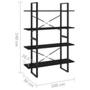 bogreol med 4 hylder 100x30x140 cm konstrueret træ sort