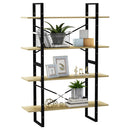 bogreol med 4 hylder 100x30x140 cm konstrueret træ sonoma-eg
