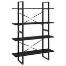 bogreol med 4 hylder 100x30x140 cm massivt fyrretræ sort