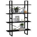 bogreol med 4 hylder 100x30x140 cm massivt fyrretræ sort