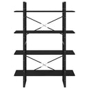 bogreol med 4 hylder 100x30x140 cm massivt fyrretræ sort