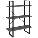 bogreol med 3 hylder 80x30x105 cm massivt fyrretræ grå