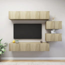 tv-skabssæt 6 dele konstrueret træ sonoma-eg