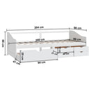 3-personers daybed med skuffer 90x200 cm massivt fyrretræ hvid