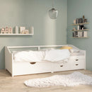 3-personers daybed med skuffer 90x200 cm massivt fyrretræ hvid