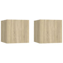 sengeskabe 2 stk. 30,5x30x30 cm konstrueret træ sonoma-eg