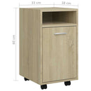 skab med hjul 33x38x60 cm konstrueret træ sonoma-eg