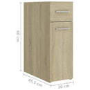 udtræksskab 20x45,5x60 cm konstrueret træ sonoma-eg