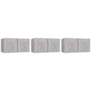 væghængte tv-skabe 3 stk. 60x30x30 cm betongrå