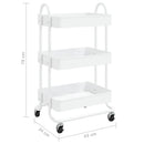 vogn med 3 hylder 43x34x79 cm stål hvid