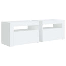 sengeborde med LED-lys 2 stk. 60x35x40 cm hvid