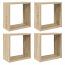 væghylder 4 stk. 30x15x30 cm kubeformet sonoma-eg