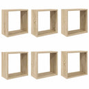 væghylder 6 stk. 30x15x30 cm kubeformet sonoma-eg