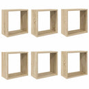 væghylder 6 stk. 30x15x30 cm kubeformet sonoma-eg