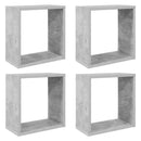 væghylder 4 stk. 30x15x30 cm kubeformet betongrå