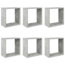 væghylder 6 stk. 30x15x30 cm kubeformet betongrå