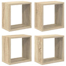 væghylder 4 stk. 26x15x26 cm kubeformet sonoma-eg