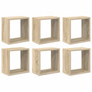 væghylder 6 stk. 26x15x26 cm kubeformet sonoma-eg