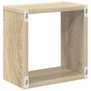 væghylder 6 stk. 26x15x26 cm kubeformet sonoma-eg