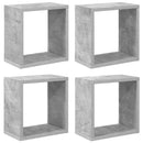 væghylder 4 stk. 26x15x26 cm kubeformet betongrå