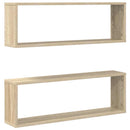 væghylder 2 stk. 80x15x26,5cm konstrueret træ sonoma-eg